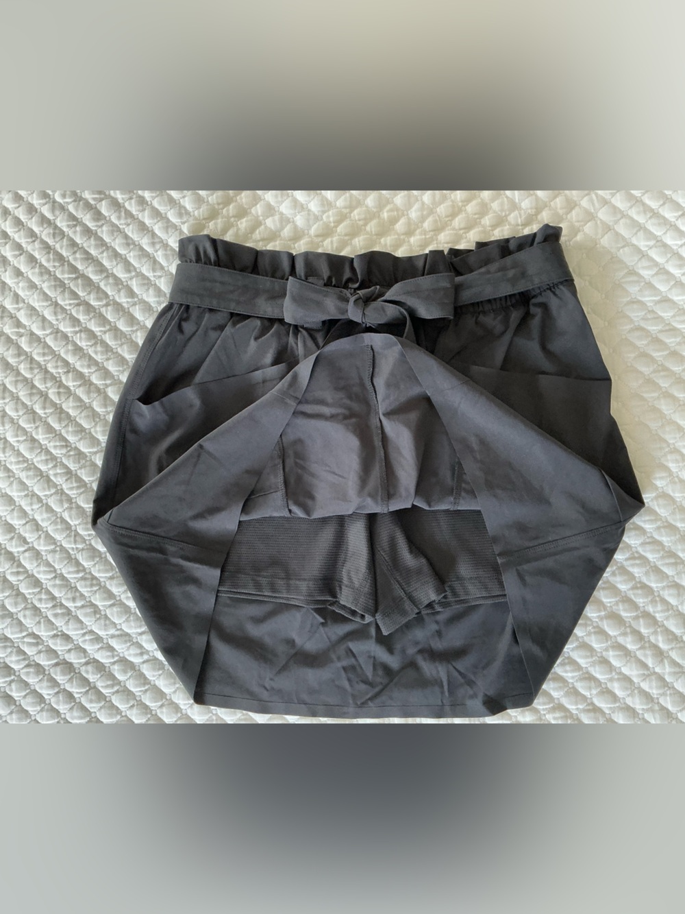 Athleta Black Skyline Belted Tie Waist PaperBag Skirt/Skort 6 - Picture 7 of 11